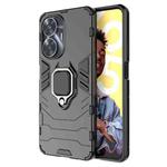 For Realme C55 Shockproof PC + TPU Holder Phone Case(Black)