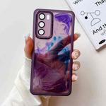 For Huawei P40 Oil Painting Electroplating TPU Phone Case(Purple)