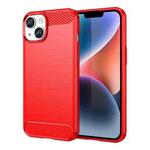 For iPhone 15 Brushed Texture Carbon Fiber TPU Phone Case(Red)