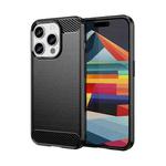 For iPhone 15 Pro Brushed Texture Carbon Fiber TPU Phone Case(Black)