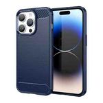 For iPhone 15 Pro Max Brushed Texture Carbon Fiber TPU Phone Case(Blue)