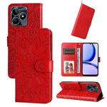 For Realme C53 / Narzo N53 Embossed Sunflower Leather Phone Case(Red)