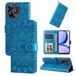 For Realme C53 / Narzo N53 Embossed Sunflower Leather Phone Case(Blue)