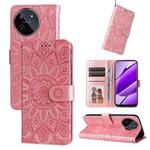 For Realme 11 4G Global Embossed Sunflower Leather Phone Case(Rose Gold)