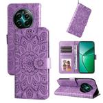For Realme 12+ Embossed Sunflower Leather Phone Case(Purple)