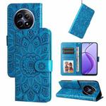 For Realme 12 5G Embossed Sunflower Leather Phone Case(Blue)