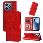 For Realme C63 / C61  / Note 60 Embossed Sunflower Leather Phone Case(Red)