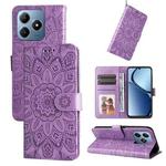 For Realme C63 / C61  / Note 60 Embossed Sunflower Leather Phone Case(Purple)