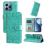 For Realme C63 / C61  / Note 60 Embossed Sunflower Leather Phone Case(Green)