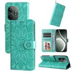 For Realme GT 6 / GT Neo6 SE Embossed Sunflower Leather Phone Case(Green)