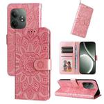 For Realme GT 6 / GT Neo6 SE Embossed Sunflower Leather Phone Case(Rose Gold)