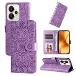 For Realme 15 5G / Realme 15 Pro 5G Embossed Sunflower Leather Phone Case(Purple)