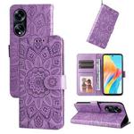 For OPPO A1 5G Embossed Sunflower Leather Phone Case(Purple)