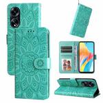 For OPPO A1 5G Embossed Sunflower Leather Phone Case(Green)