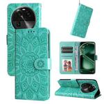 For OPPO Find X6 Pro Embossed Sunflower Leather Phone Case(Green)