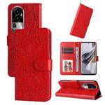 For OPPO Reno10 Pro Embossed Sunflower Leather Phone Case(Red)
