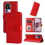 For OPPO Reno10 Pro+ Embossed Sunflower Leather Phone Case(Red)