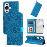 For Huawei nova 11 Pro Embossed Sunflower Leather Phone Case(Blue)