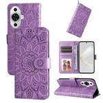 For Huawei nova 11 Pro Embossed Sunflower Leather Phone Case(Purple)