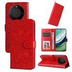 For Huawei Mate 60 Pro Embossed Sunflower Leather Phone Case(Red)