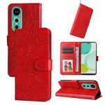 For Huawei nova 12 Embossed Sunflower Leather Phone Case(Red)