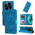 For Huawei Enjoy 70 Pro Embossed Sunflower Leather Phone Case(Blue)
