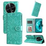 For Huawei Enjoy 70 Pro Embossed Sunflower Leather Phone Case(Green)