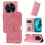 For Huawei Enjoy 70 Pro Embossed Sunflower Leather Phone Case(Rose Gold)