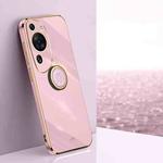 For Huawei P60 Art XINLI Straight Edge 6D Electroplate TPU Phone Case with Ring Holder(Cherry Purple)