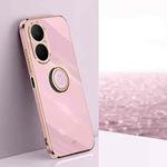 For Huawei Enjoy 80 XINLI Straight Edge 6D Electroplate TPU Phone Case with Ring Holder(Cherry Purple)