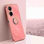 For Huawei Enjoy 80 XINLI Straight Edge 6D Electroplate TPU Phone Case with Ring Holder(Hawthorn Red)