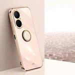 For Huawei Enjoy 80 XINLI Straight Edge 6D Electroplate TPU Phone Case with Ring Holder(Pink)