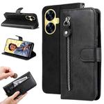 For Realme C55 Fashion Calf Texture Zipper Leather Phone Case(Black)