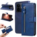 For Realme GT Neo 5 5G / GT3 Fashion Calf Texture Zipper Leather Phone Case(Blue)