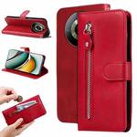 For Realme 11 Pro / 11 Pro+ Fashion Calf Texture Zipper Leather Phone Case(Red)