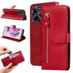 For Realme C53 / Narzo N53 Fashion Calf Texture Zipper Leather Phone Case(Red)