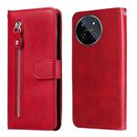 For Realme 11 4G Global Fashion Calf Texture Zipper Leather Phone Case(Red)