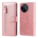 For Realme 11 4G Global Fashion Calf Texture Zipper Leather Phone Case(Rose Gold)