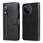 For Realme 11 4G Global Fashion Calf Texture Zipper Leather Phone Case(Black)