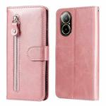 For Realme C67 4G Global Fashion Calf Texture Zipper Leather Phone Case(Rose Gold)