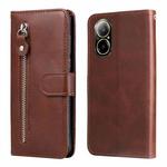 For Realme C67 4G Global Fashion Calf Texture Zipper Leather Phone Case(Brown)