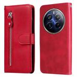 For Realme 12 Pro+ Fashion Calf Texture Zipper Leather Phone Case(Red)