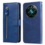 For Realme 12+ Fashion Calf Texture Zipper Leather Phone Case(Blue)