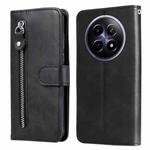 For Realme 12 5G Fashion Calf Texture Zipper Leather Phone Case(Black)