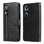 For Realme C65 4G Fashion Calf Texture Zipper Leather Phone Case(Black)