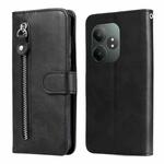 For Realme GT 6 / GT Neo6 SE Fashion Calf Texture Zipper Leather Phone Case(Black)