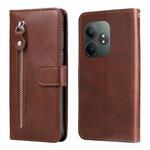 For Realme GT 6 / GT Neo6 SE Fashion Calf Texture Zipper Leather Phone Case(Brown)