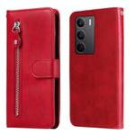 For Realme C75 / Realme 14x Fashion Calf Texture Zipper Leather Phone Case(Red)