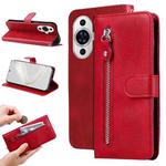 For Huawei nova 11 Pro Calf Texture Zipper Leather Phone Case(Red)