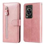 For Huawei Enjoy 70 Calf Texture Zipper Leather Phone Case(Rose Gold)